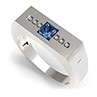 Sterling Silver White Topaz and Sapphire Ring for Men